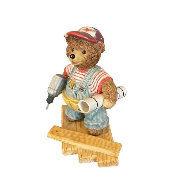 Hallmark Tender Touches Figurine “Mr. Repair Bear” Bear As Handyman NO Box - Picture 1 of 5